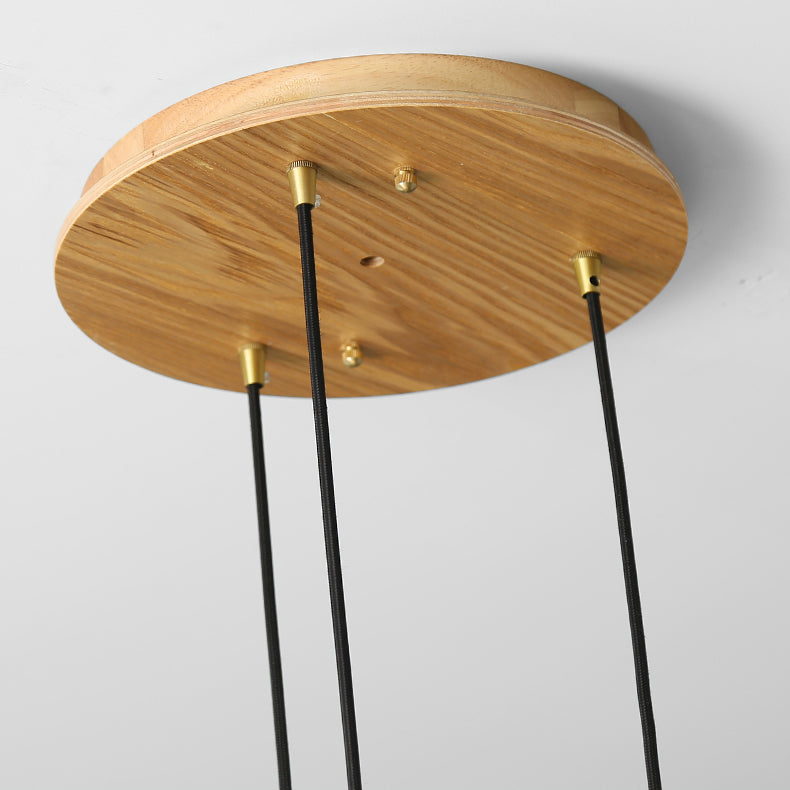 1-Light Cone Shade suspendu lampe, verre coulé contemporain Lumière suspendue avec haut en bois