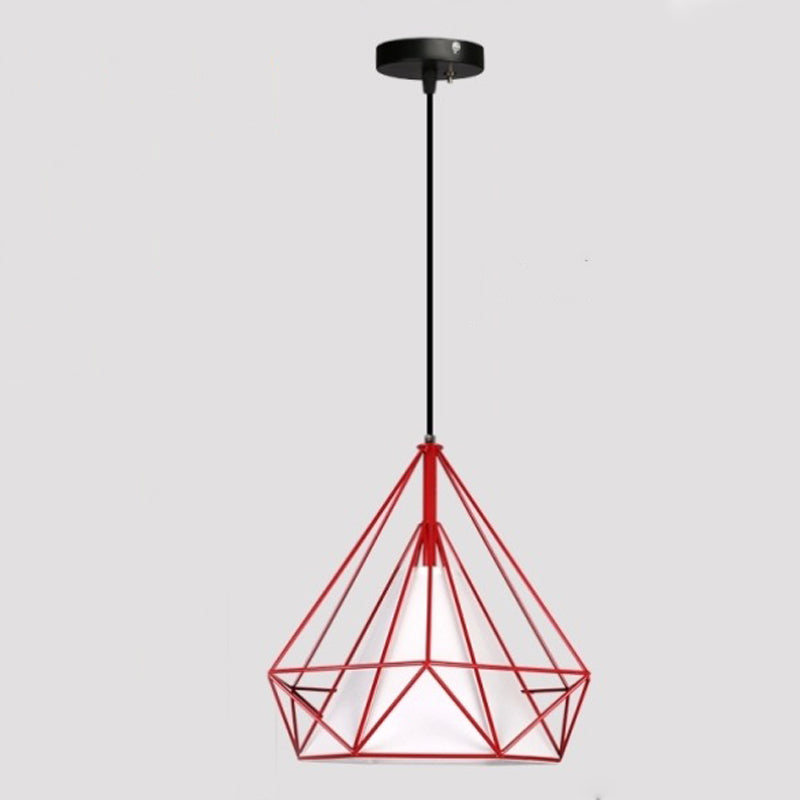 Tissu 1-Light suspendu luminaires avec une teinte à la cage, lumière de style simple nordique