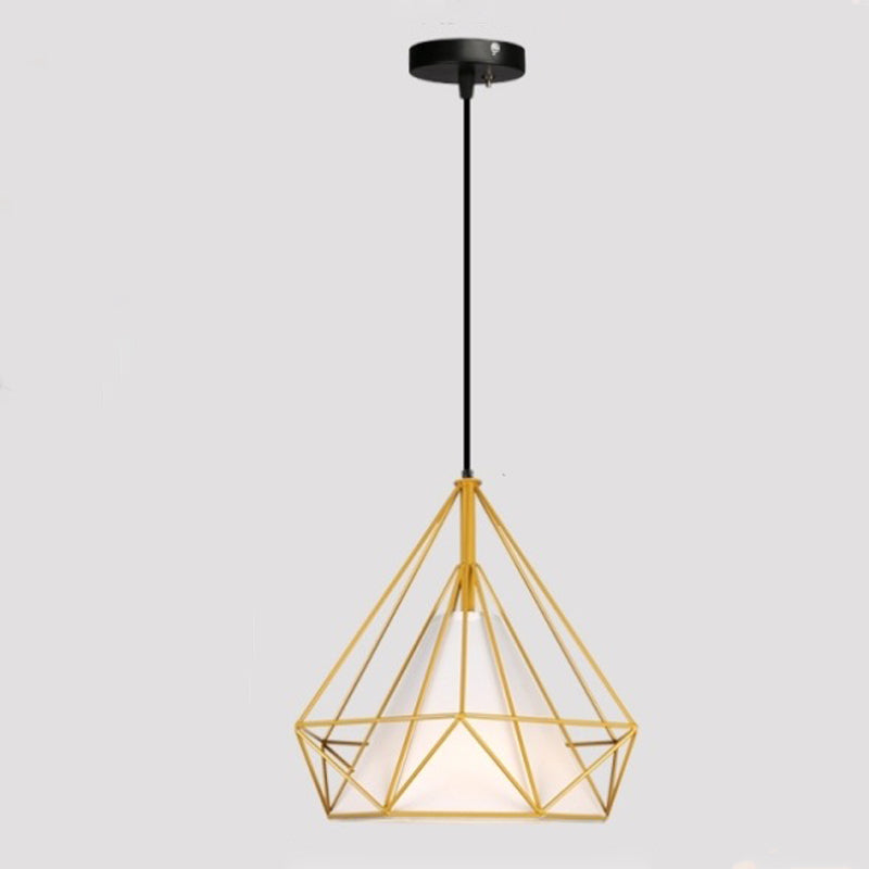 Tissu 1-Light suspendu luminaires avec une teinte à la cage, lumière de style simple nordique