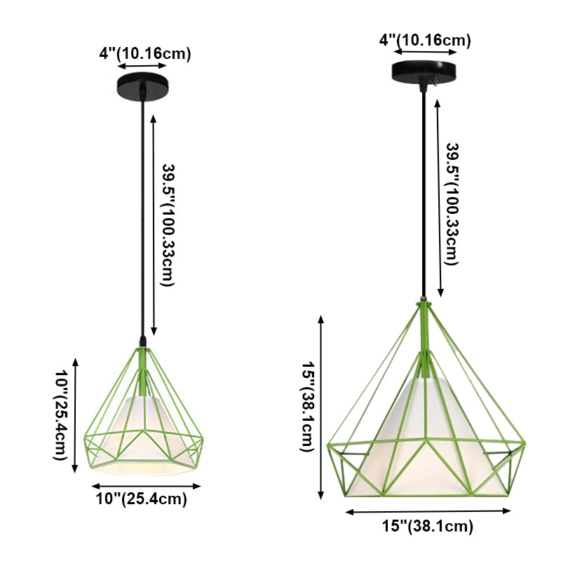 Tissu 1-Light suspendu luminaires avec une teinte à la cage, lumière de style simple nordique