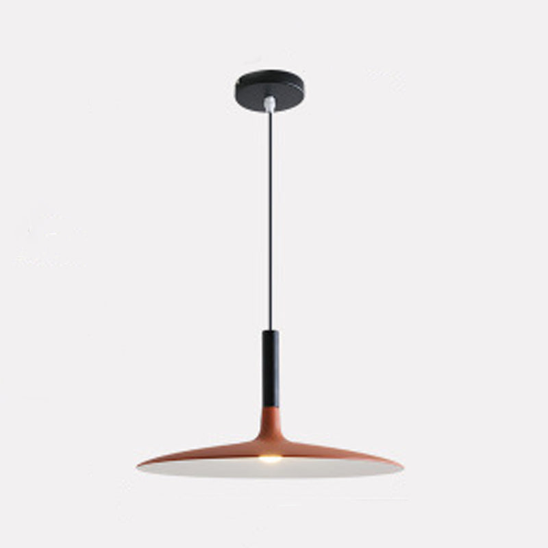 Pendante intérieure minimaliste, éclairage pendentif en métal plat macaron à 1 lumière