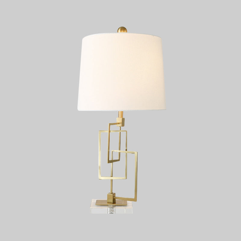 Modernist 1 Bulb Task Lighting White Barrel Reading Book Light with Fabric Shade