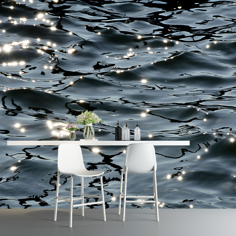 Horizontal Photography Sea Wall Mural Contemporary Wall Decoration for Bathroom