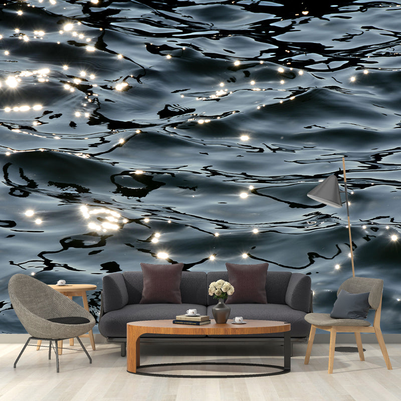 Horizontal Photography Sea Wall Mural Contemporary Wall Decoration for Bathroom