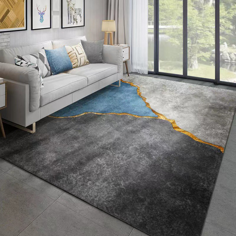 Orange Modern Carpet Polyester Striped Carpet Washable Carpet for Living Room