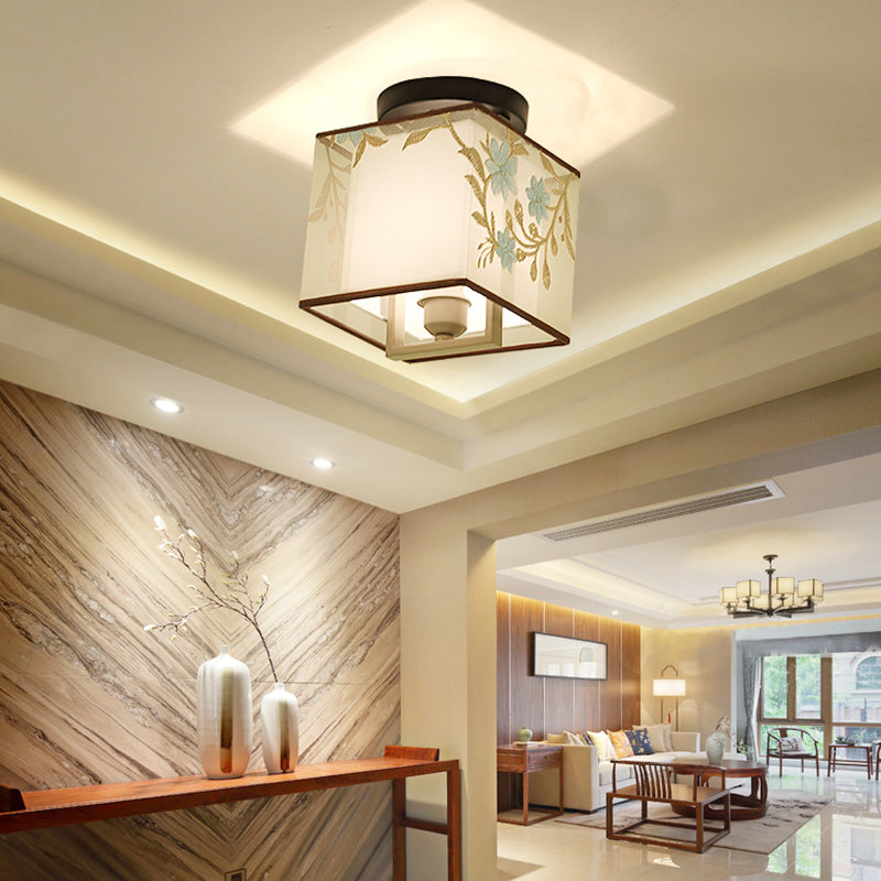 Multi-head Light Fixtures Asia Style Fabric Flush Light for Living Room