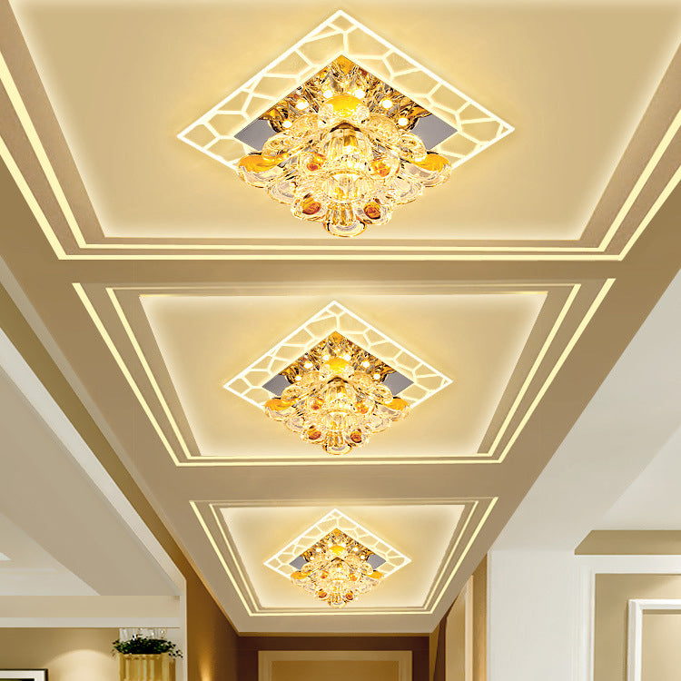 Modern Style LED Crystal Ceiling Light Mini Hallway Corridors Ceiling Light with Hole 2-4.3'' Dia