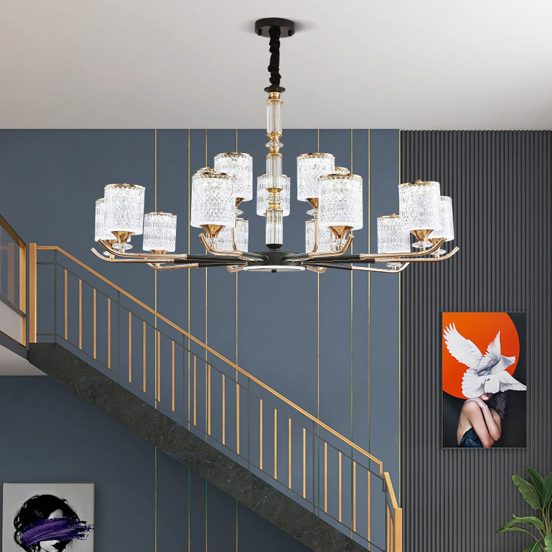 Cylinder Chandelier Light Fixture Vintage Acrylic Pendant Lighting for Restaurant