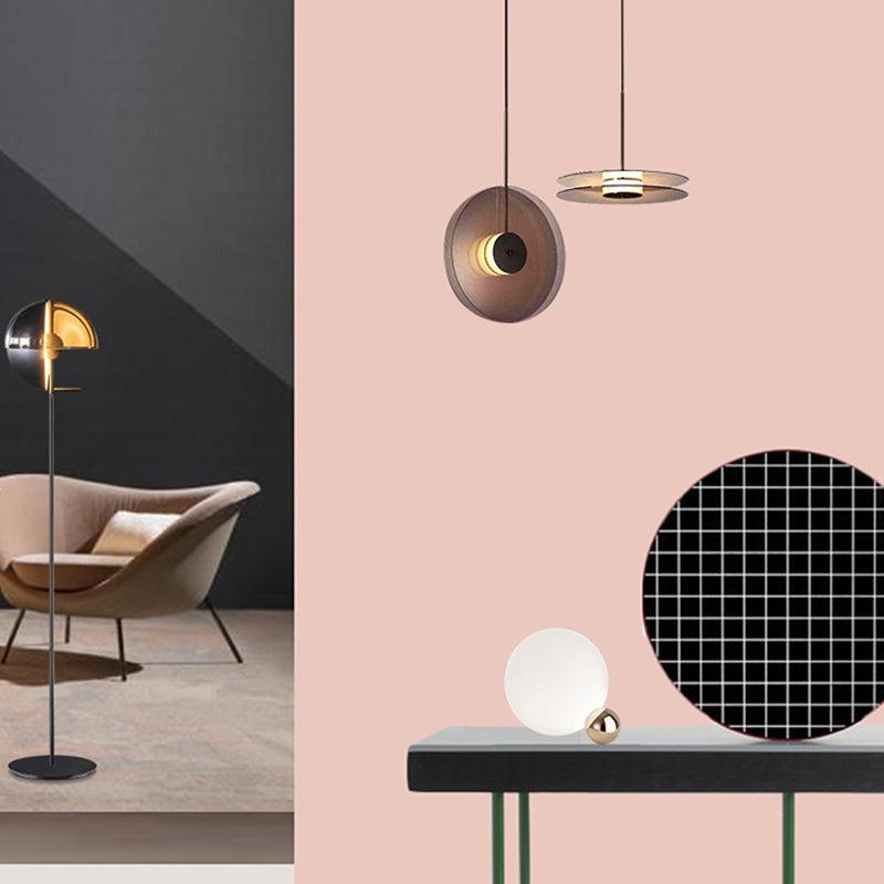 Rauchy graues Glas Deckenleuchte Ding Room Schlafzimmer 1 Licht modernes hängendes Licht