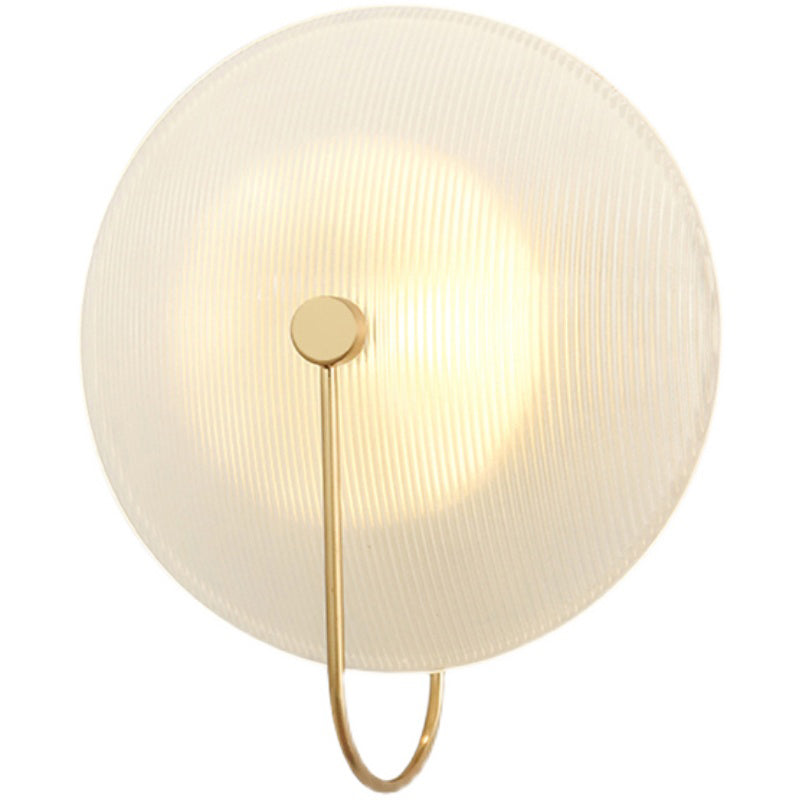 Round Sconce Light Fixtures Modern 1-Light Wall Mounted Lamp with Grass Shade