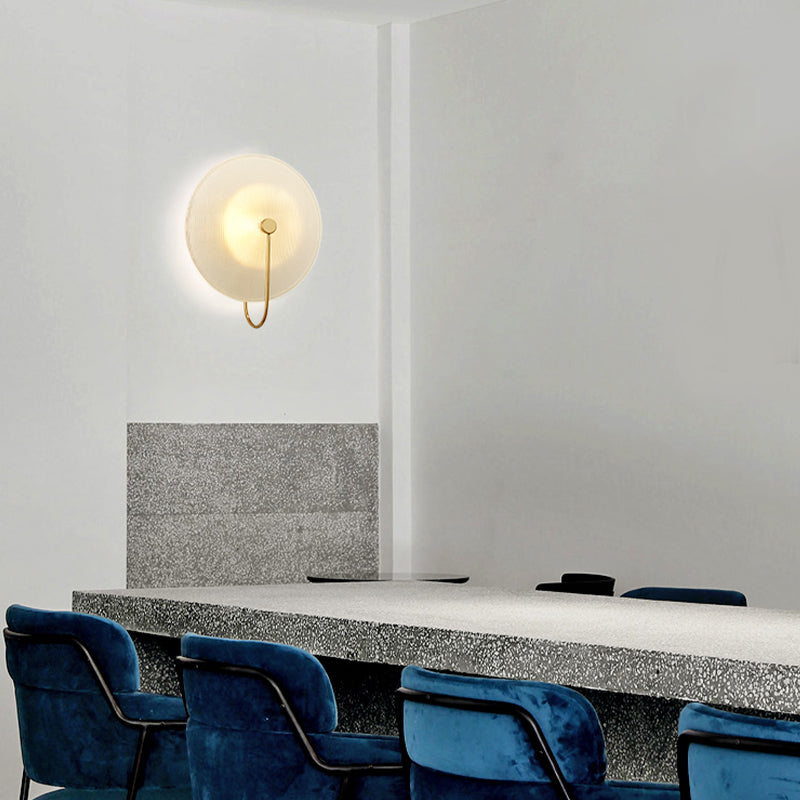 Round Sconce Light Fixtures Modern 1-Light Wall Mounted Lamp with Grass Shade