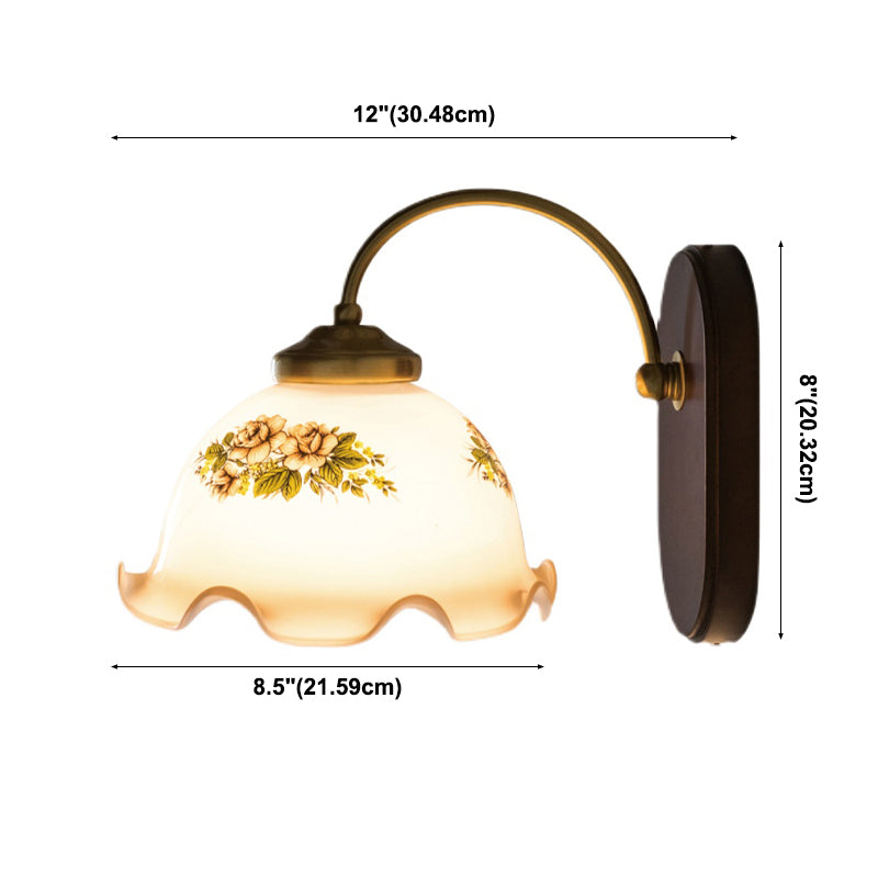 Flower Sconce Light Fixtures Modern 1-Light Brass Wall Mounted Lamp with Grass Shade