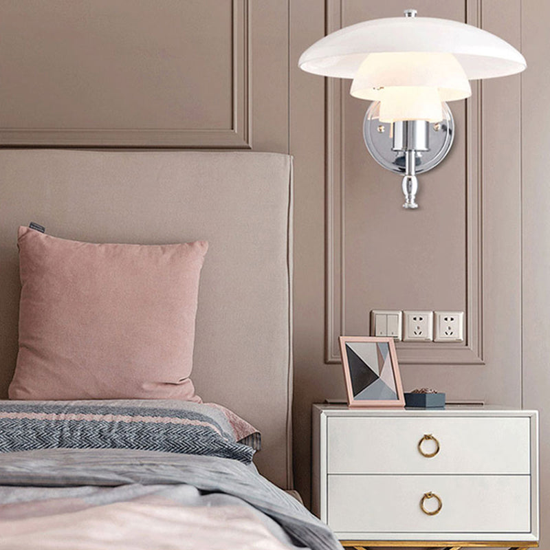 Modern Metal LED Flush Mount Wall Sconce 1-Light Wall Sconce Lights with Grass Shade