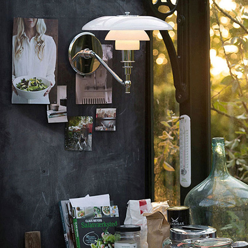 Modern Metal LED Flush Mount Wall Sconce 1-Light Wall Sconce Lights with Grass Shade