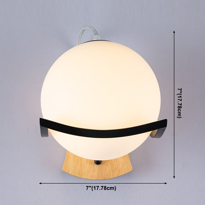 Modern Style Wooden Wall Sconce Glass Shade 1 Light Wall Mount Light Fixture