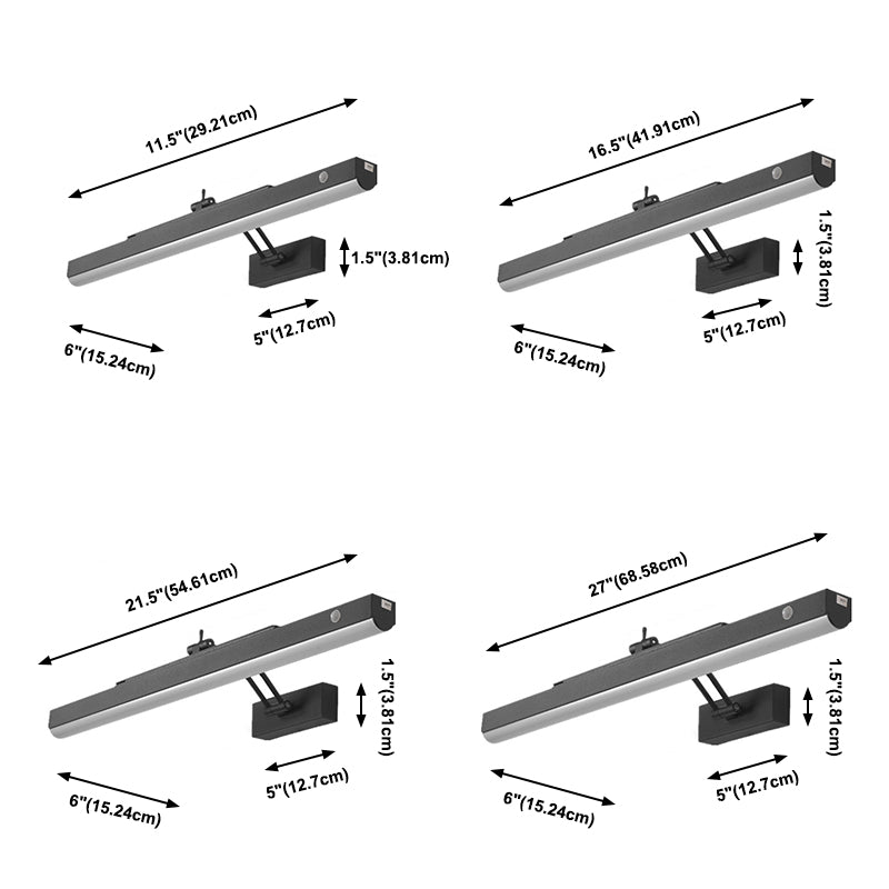 Elongated Metal Wall Sconce Lighting Simplicity Style LED Black Wall Lighting Fixture