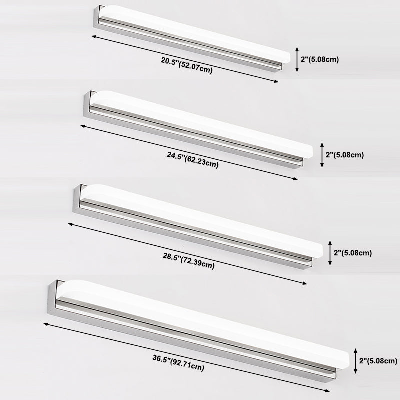 Silver LED Vanity Wall Light Fixtures Modern Mirror Front Light Metal Vanity Lights
