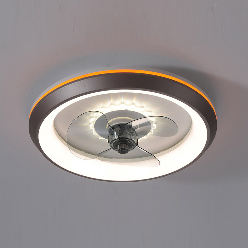 Circular Shade Bedroom Fan Light Fixture Acrylic Nordic Style LED Semi Flush Ceiling Light