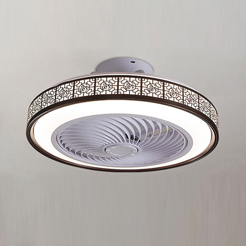 Drum Metallic LED Deckenventilator Moderne Style Semi Flush Mount Light für Esszimmer