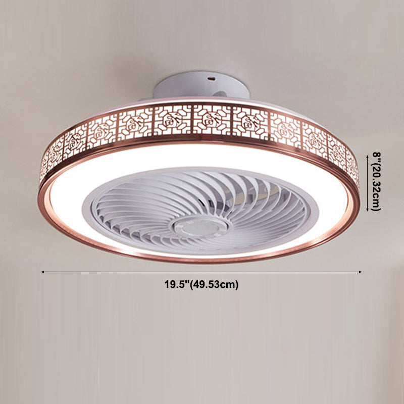 Drum Metallic LED Deckenventilator Moderne Style Semi Flush Mount Light für Esszimmer