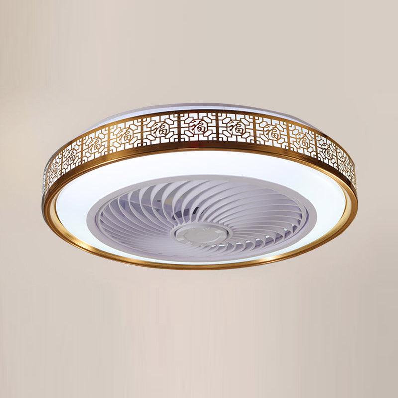 Drum Metallic LED Deckenventilator Moderne Style Semi Flush Mount Light für Esszimmer
