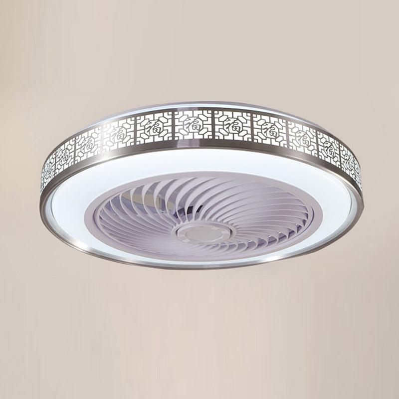 Drum Metallic LED Deckenventilator Moderne Style Semi Flush Mount Light für Esszimmer
