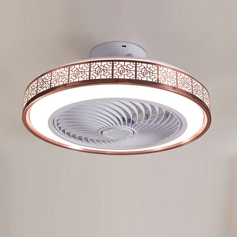 Drum Metallic LED Deckenventilator Moderne Style Semi Flush Mount Light für Esszimmer
