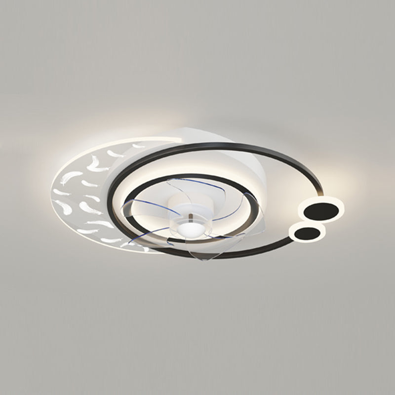 Minimalistische Feder Deckenlüfter Leuchte Acryl Wohnzimmer LED SEMI -MOG -Leuchte