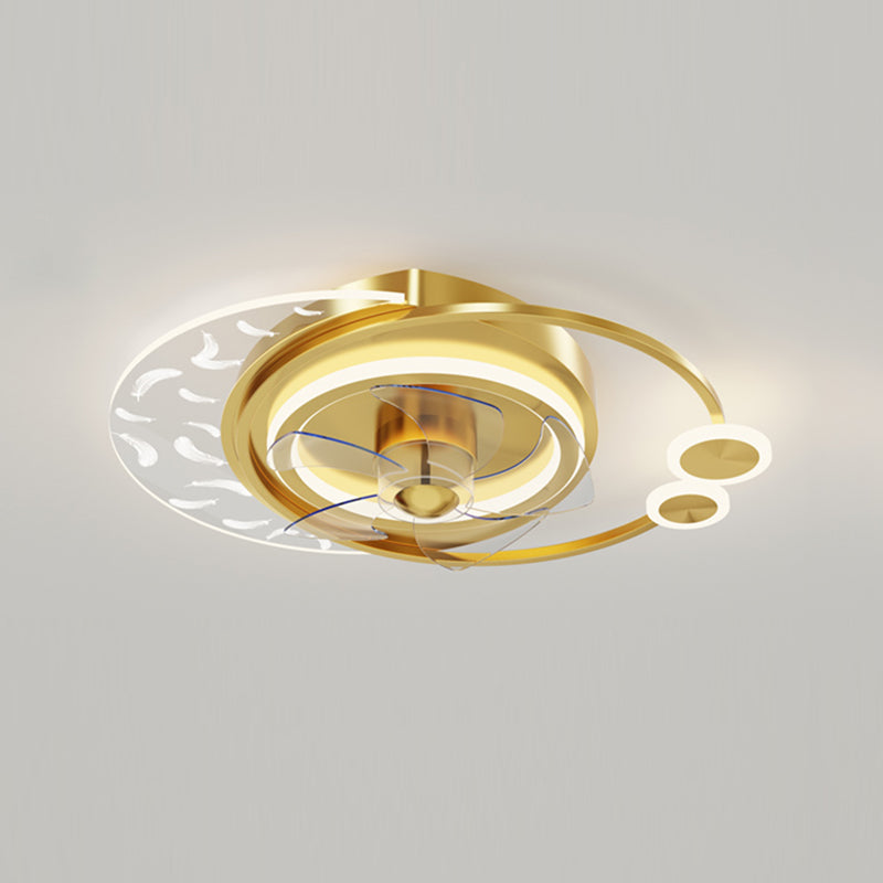 Minimalistische Feder Deckenlüfter Leuchte Acryl Wohnzimmer LED SEMI -MOG -Leuchte