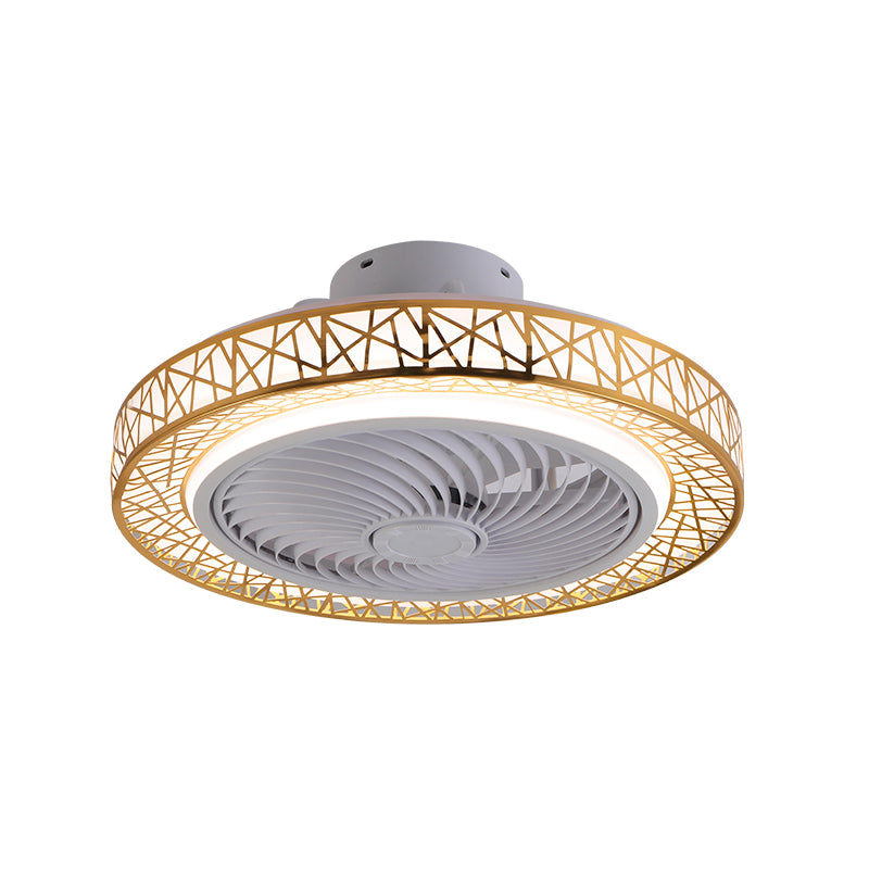 Runde Nest Lüfterlampe moderner Stil Metall Schlafzimmer LED LED SEMI Flush Deckenleuchte
