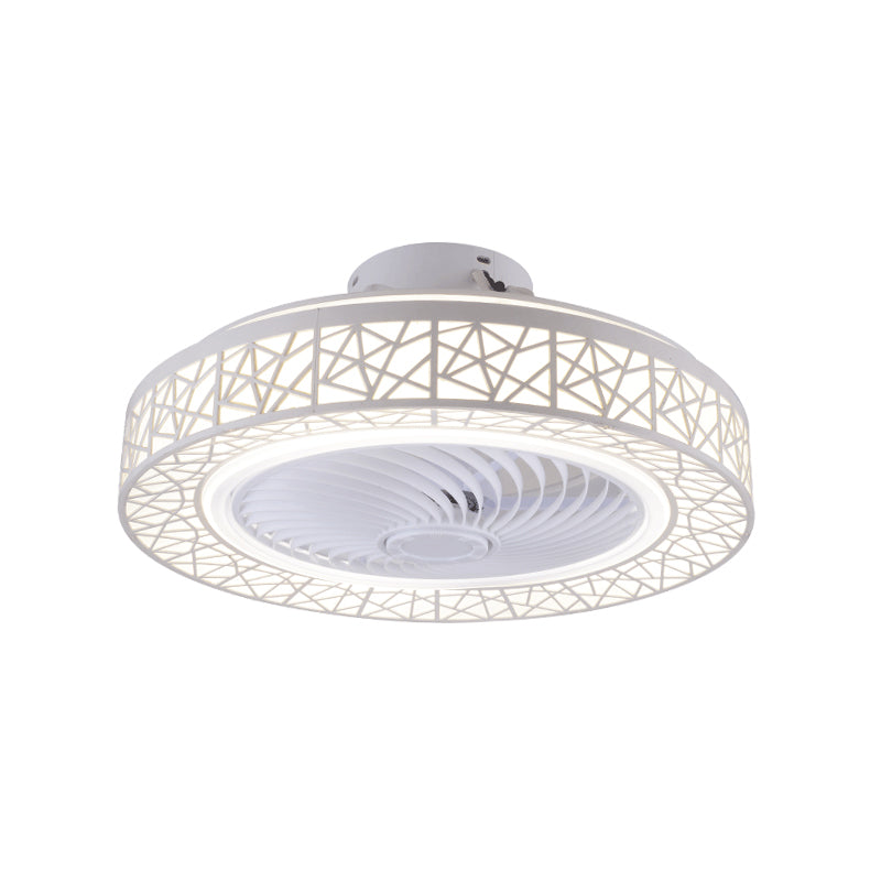 Runde Nest Lüfterlampe moderner Stil Metall Schlafzimmer LED LED SEMI Flush Deckenleuchte