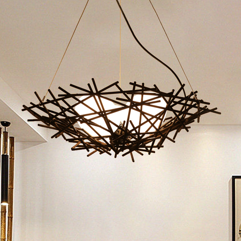 Lampaggio del lampadario nido di bambù giapponese da 18 "/22" largo 3 lampadine lampada a sospensione del soffitto caffè