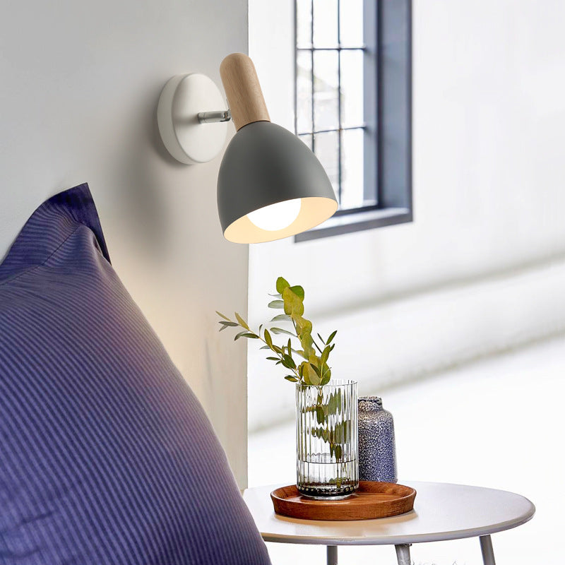 Elongated Dome Wall Sconce Contemporary Metal 1 Head Black/Gray/White Wall Light Fixture for Bedroom, 5" W