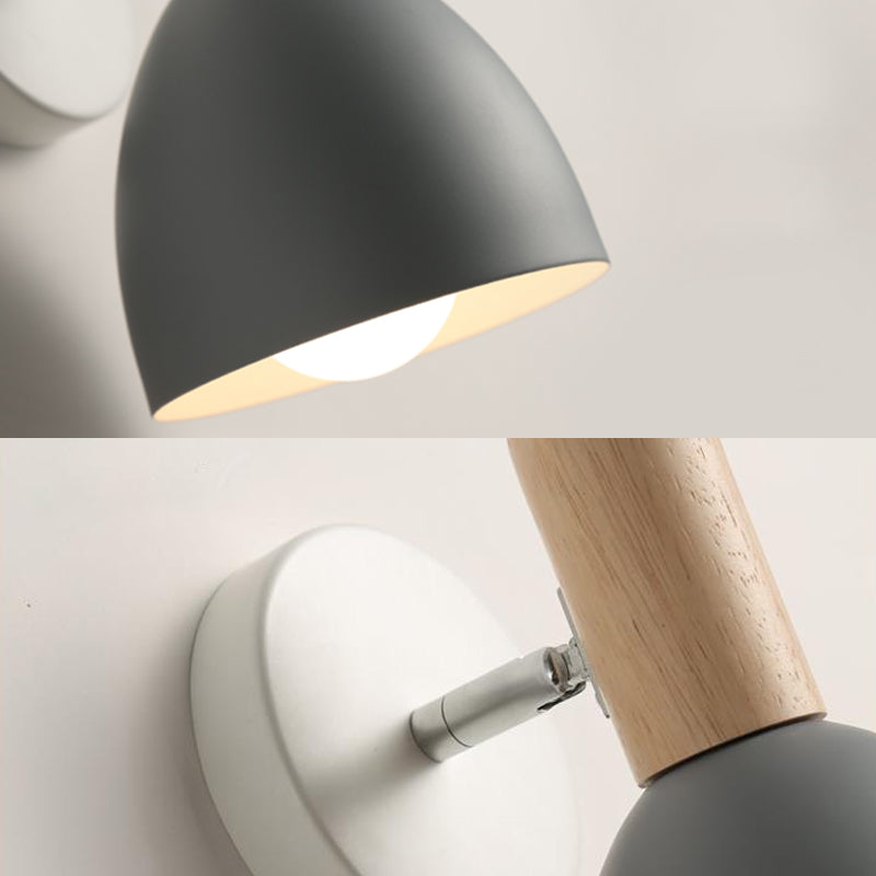 Elongated Dome Wall Sconce Contemporary Metal 1 Head Black/Gray/White Wall Light Fixture for Bedroom, 5" W