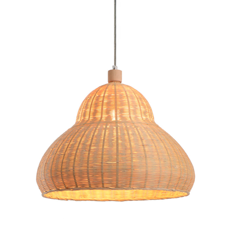 Japanese Hand-Worked Pendant Lighting Bamboo 1 Head Ceiling Suspension Lamp in Beige