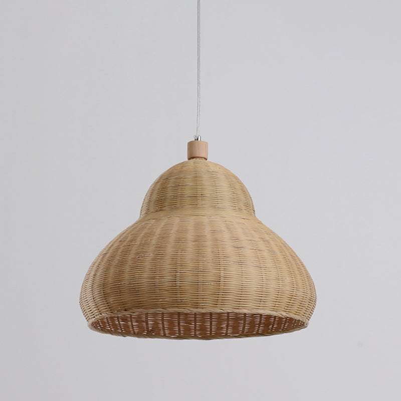Japanese Hand-Worked Pendant Lighting Bamboo 1 Head Ceiling Suspension Lamp in Beige
