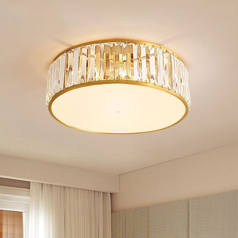 Copper Gold Ceiling Light in Colonical Luxury Style Crystal Circular Flush Mount for Interior Spaces