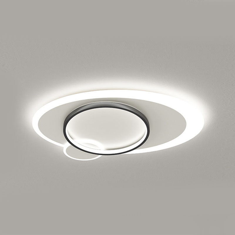 Plafonnier LED ovale en acrylique noir et blanc de style minimaliste moderne en fer forgé