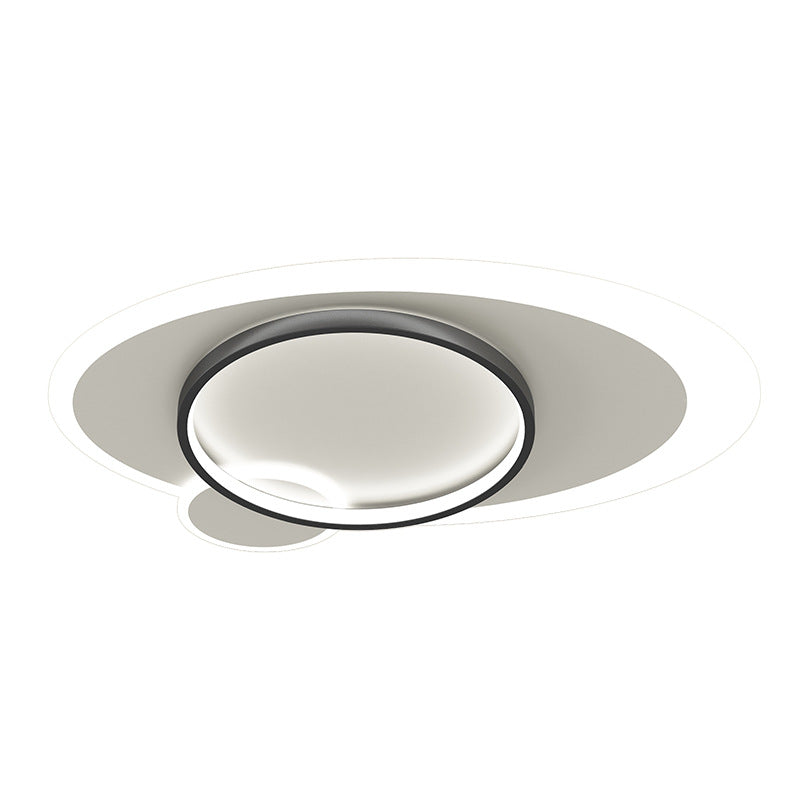 Lámpara de techo LED ovalada de hierro forjado, montaje empotrado acrílico en blanco y negro, estilo minimalista moderno
