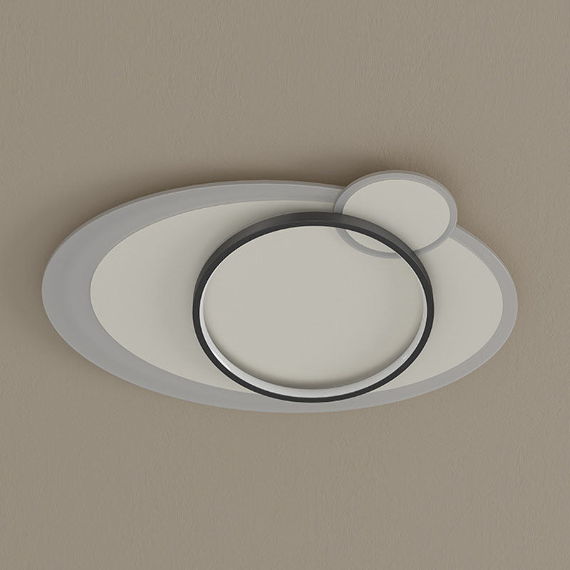 Lámpara de techo LED ovalada de hierro forjado, montaje empotrado acrílico en blanco y negro, estilo minimalista moderno