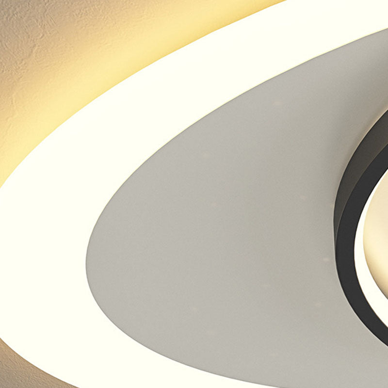 Lámpara de techo LED ovalada de hierro forjado, montaje empotrado acrílico en blanco y negro, estilo minimalista moderno