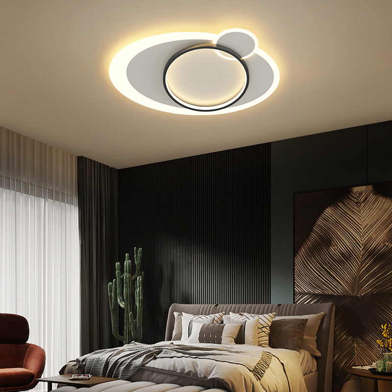 Acrylic Black and White Flush Mount in Modern Minimalist Style Wrought Iron Oval LED Ceiling Light