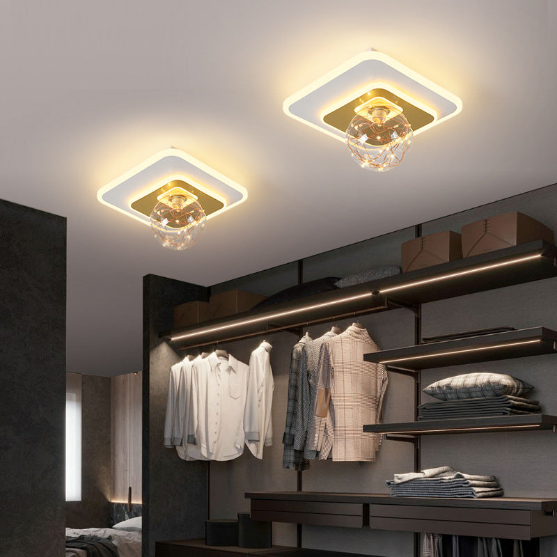3-Lights Geometric Shade Flush Mount Modern Flush Mount Ceiling Lighting Fixture in Gold