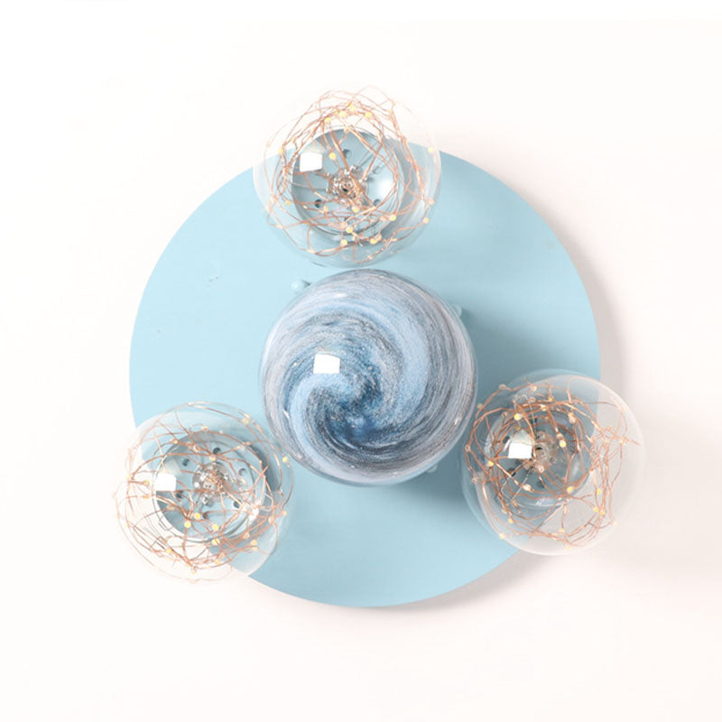 Round Shade Multi-Lights Glass Flush Mount Modern Style Flush Mount Ceiling Lighting Fixture