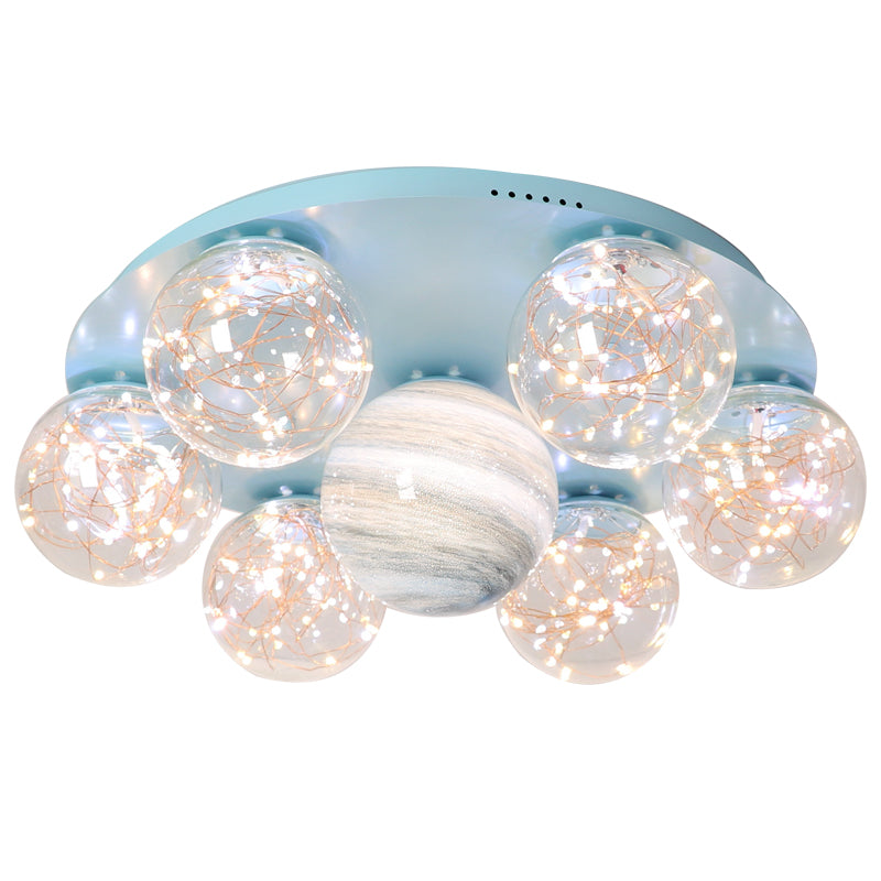 Round Shade Multi-Lights Glass Flush Mount Modern Style Flush Mount Ceiling Lighting Fixture