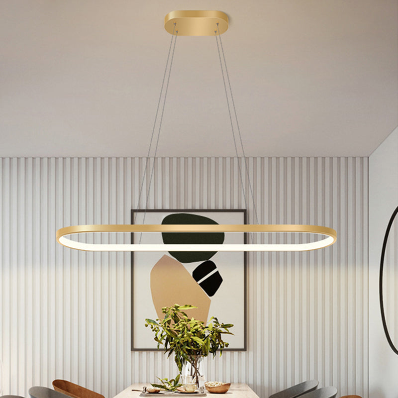 Nordic Light Luxury Simple Contemporary Style LED Island Chandelier Light in Gold for Dining Room