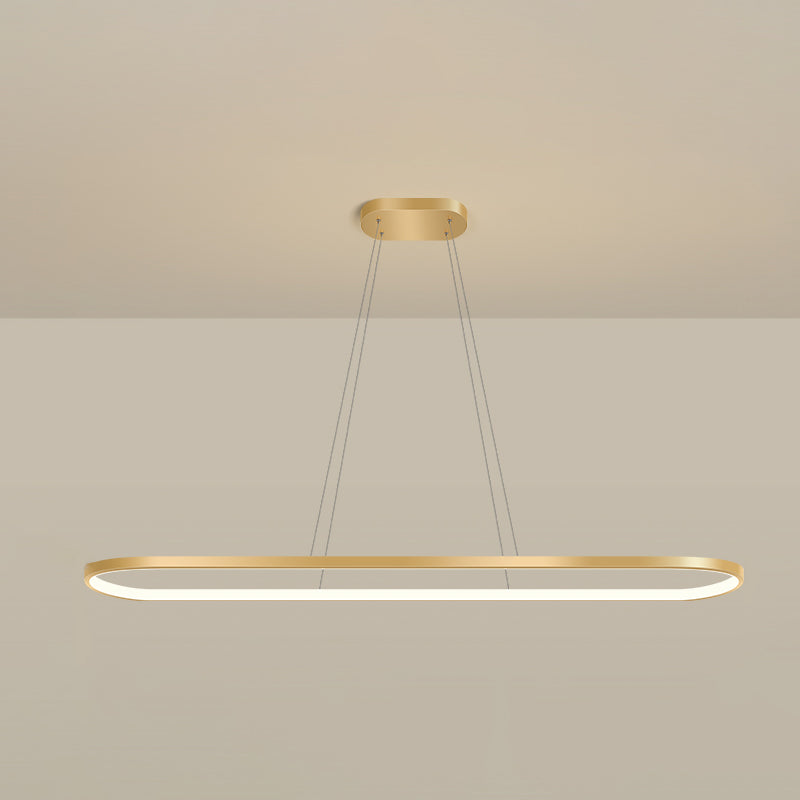Nordic Light Luxury Simple Contemporary Style LED Island Chandelier Light in Gold for Dining Room