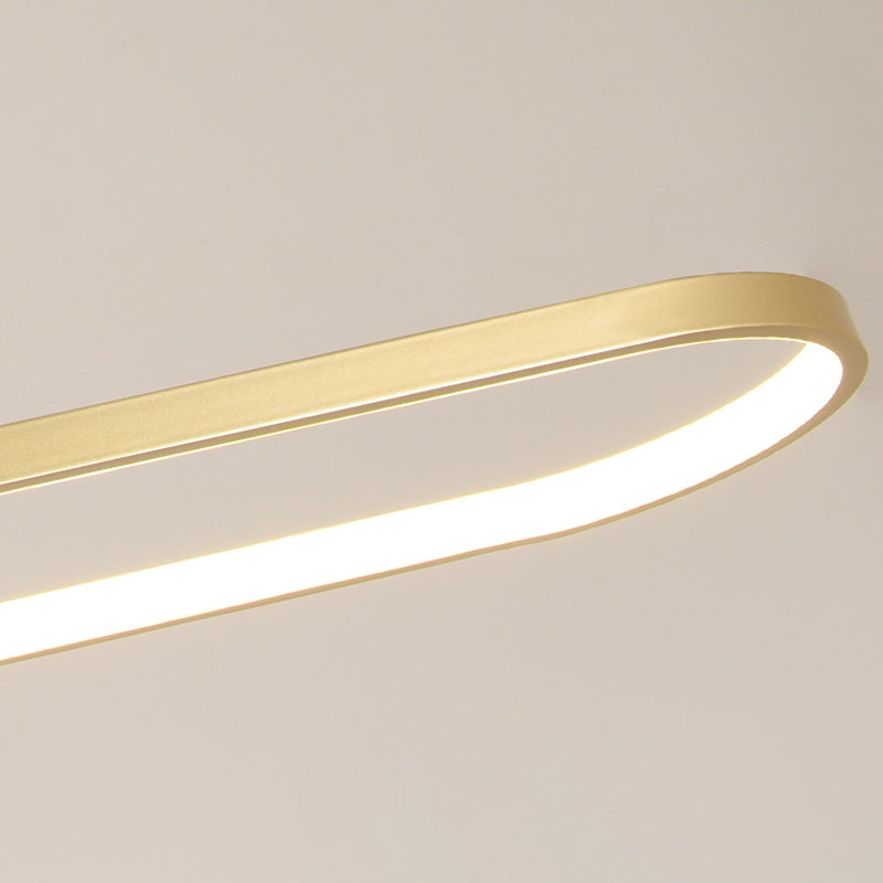 Nordic Light Luxury Simple Contemporary Style LED Island Chandelier Light in Gold for Dining Room