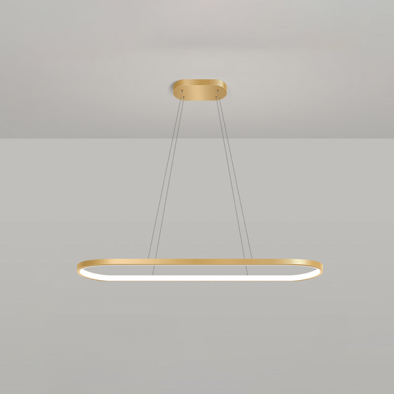 Nordic Light Luxury Simple Contemporary Style LED Island Chandelier Light in Gold for Dining Room