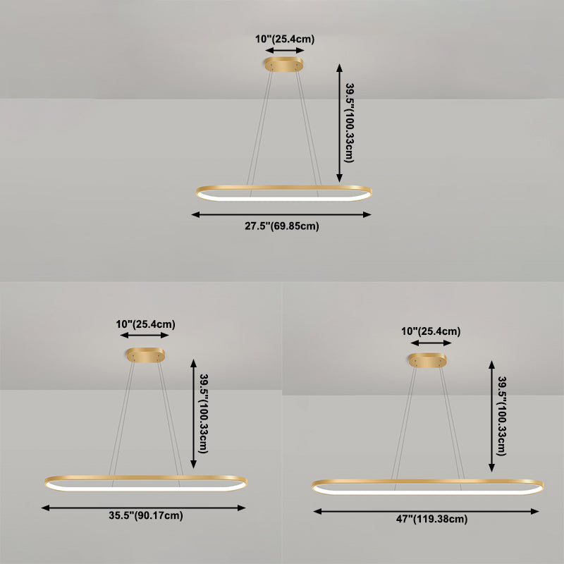 Nordic Light Luxury Simple Contemporary Style LED Island Chandelier Light in Gold for Dining Room